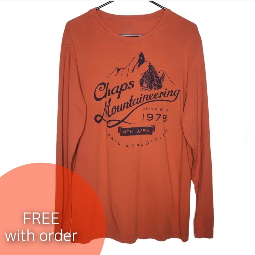 Chaps orange longsleeve M medium men's shirt mountains